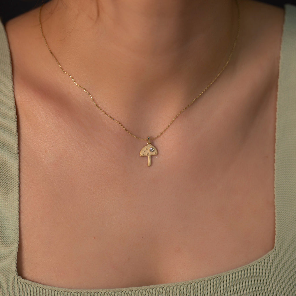 14K Gold Diamond Mushroom Necklace – Relic