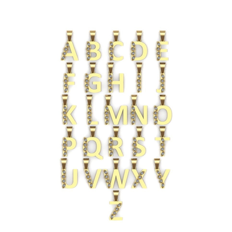 14K Gold Diamond Initial Necklace – Signet