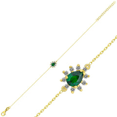 14K Gold Emerald & Diamond Pear Bracelet – Astra