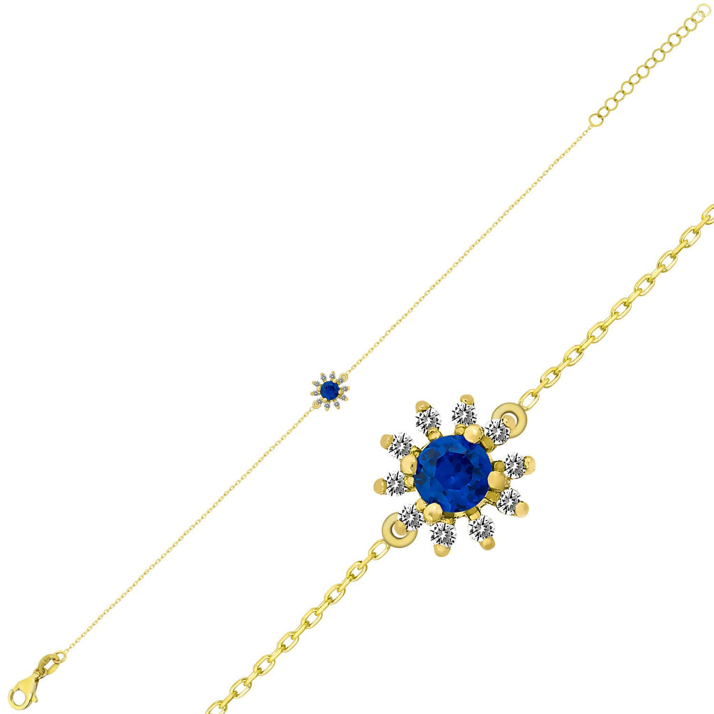 14K Gold Blue Sapphire & Diamond Round Bracelet – Astra