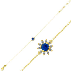 14K Gold Blue Sapphire & Diamond Round Bracelet – Astra
