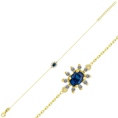 14K Gold Blue Sapphire & Diamond Oval Bracelet – Astra