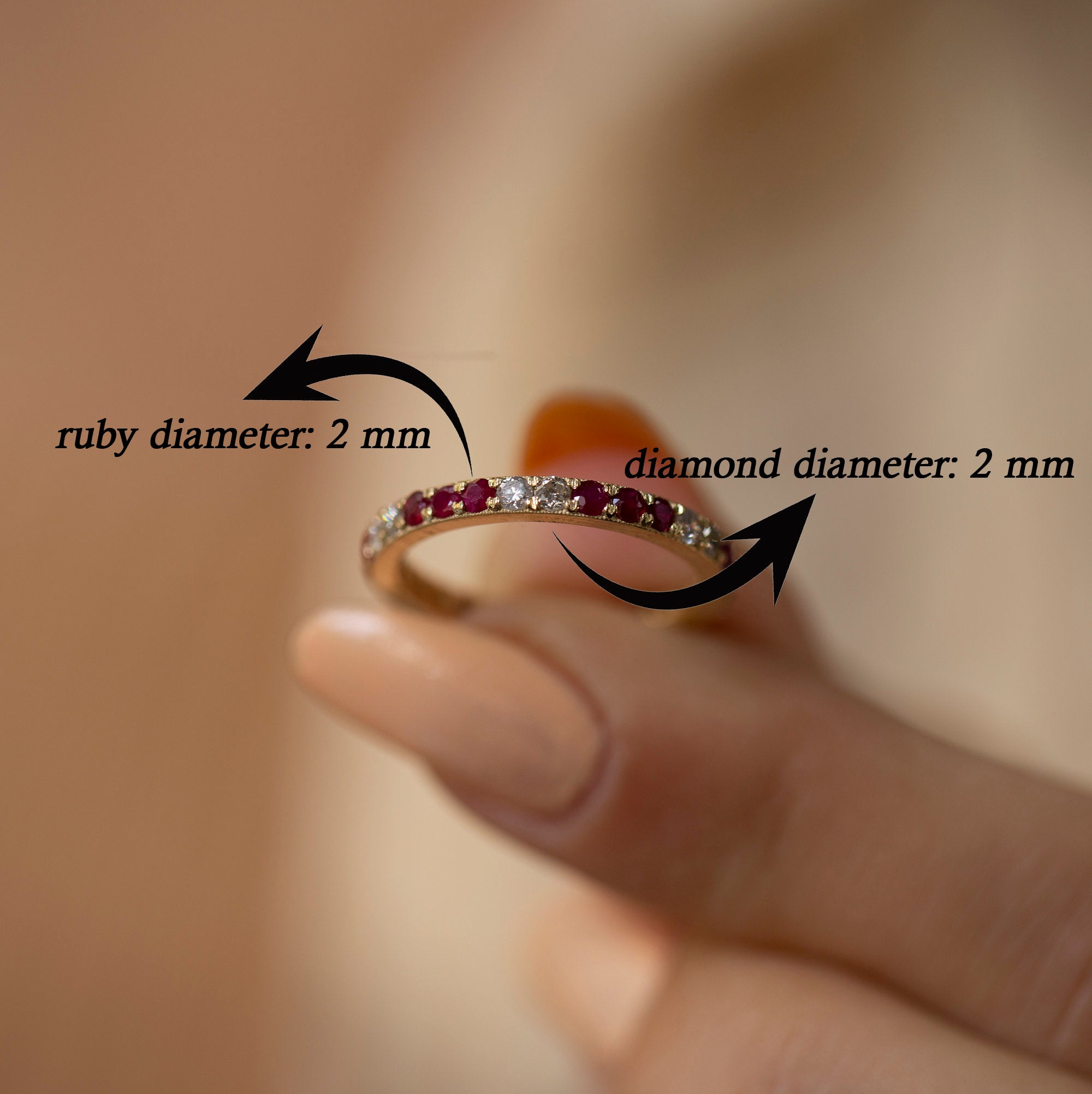 14K Gold Diamond & Ruby Full Eternity Band Ring — Rhenne