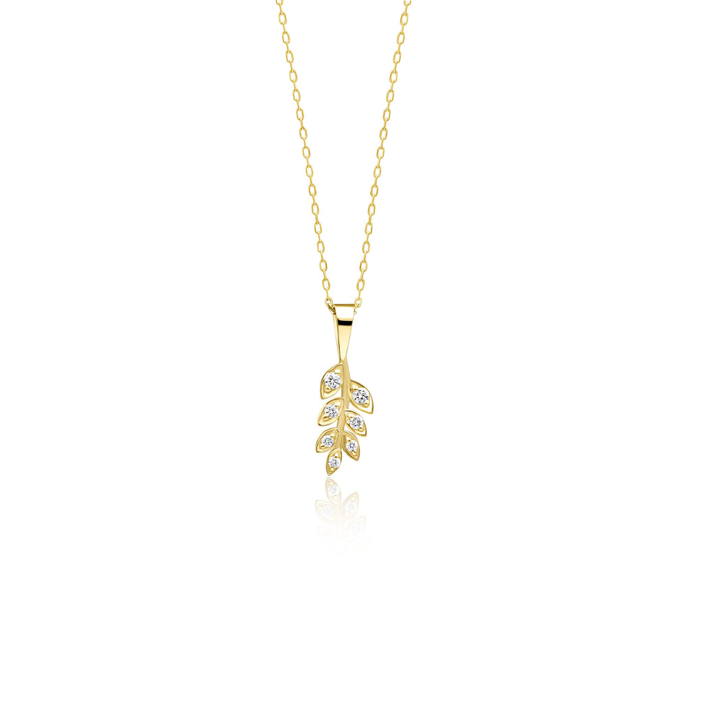 14K Gold Diamond Leaf Necklace – Sylva