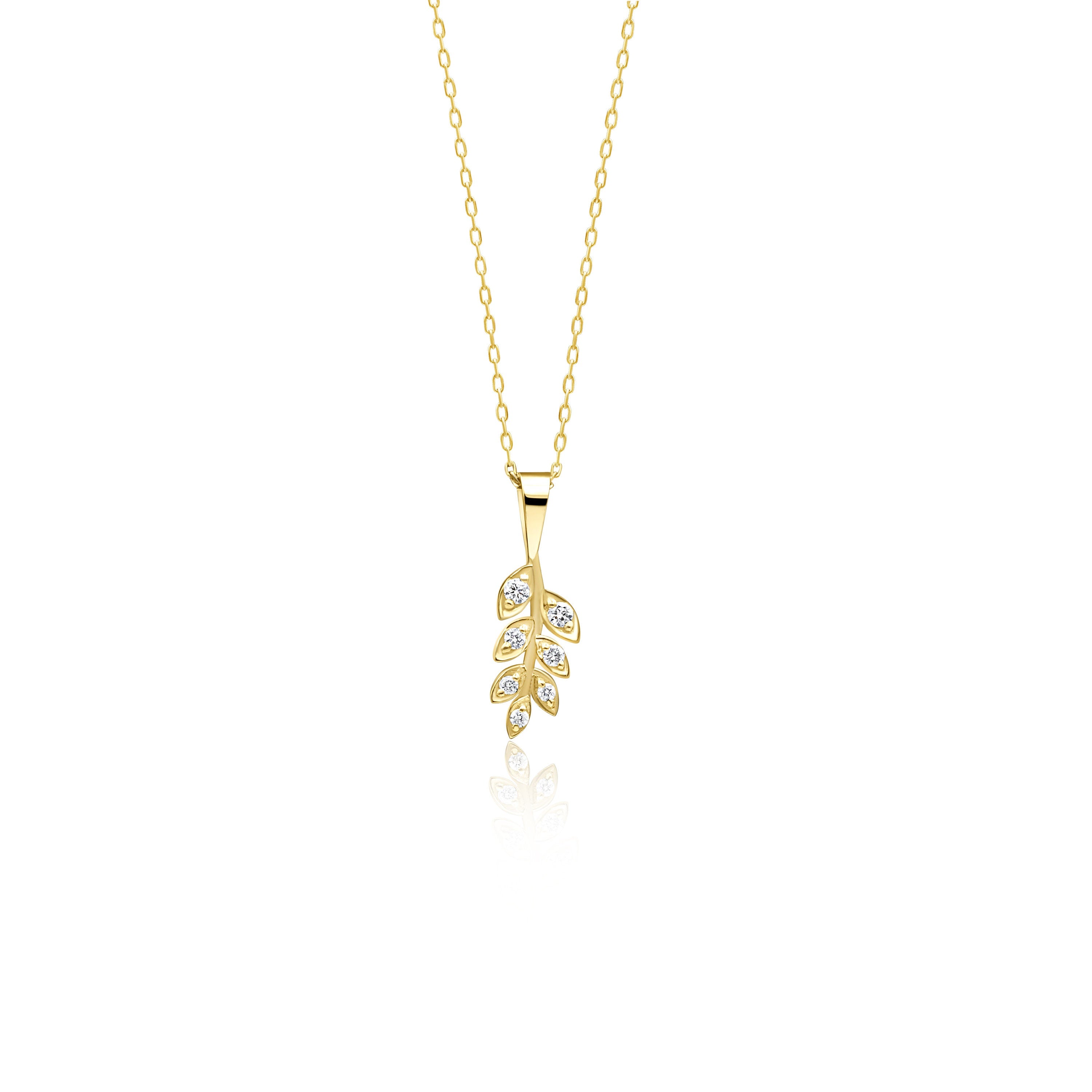 14K Gold Diamond Leaf Necklace – Sylva