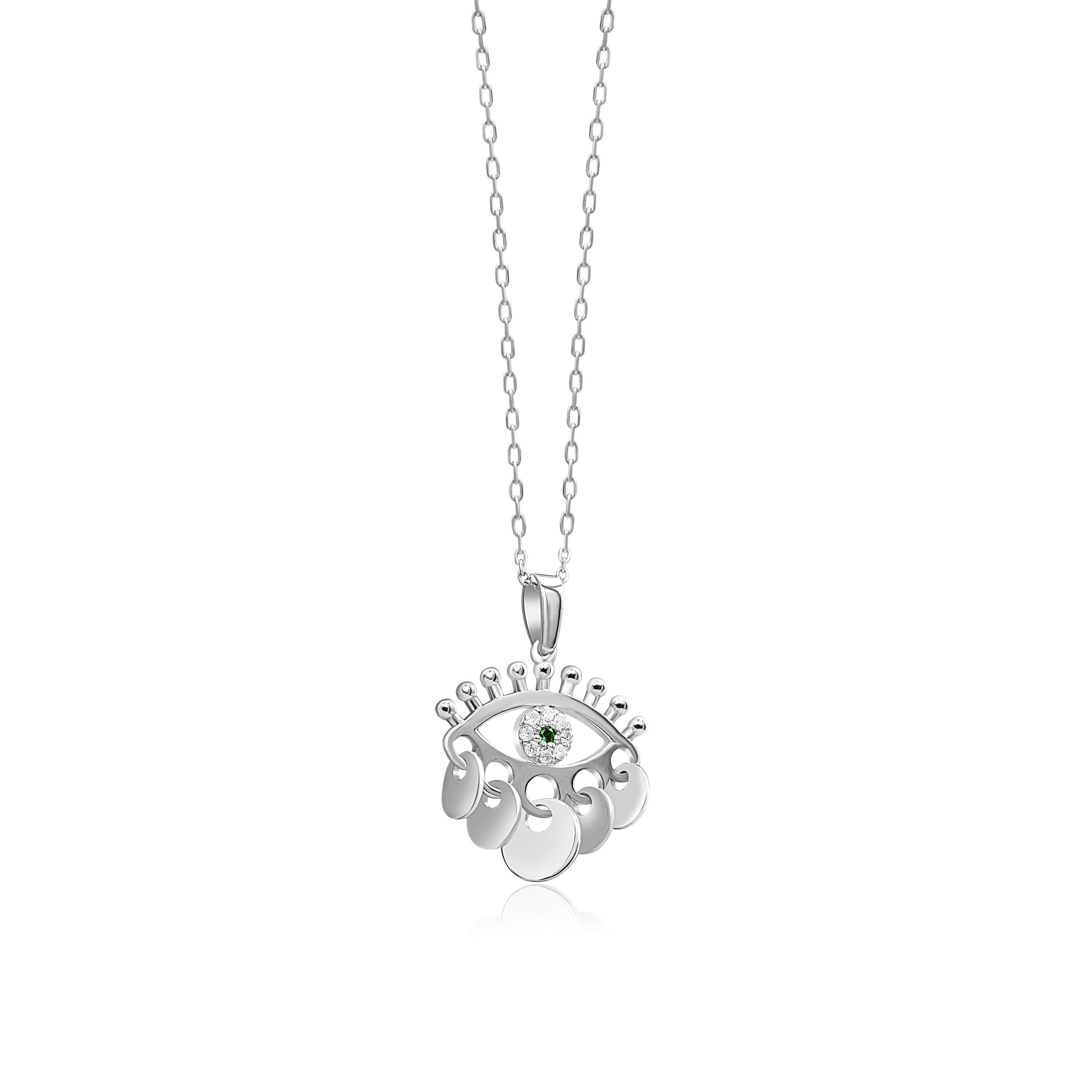 14K Gold Emerald Evil Eye Dangle Necklace – Nazar