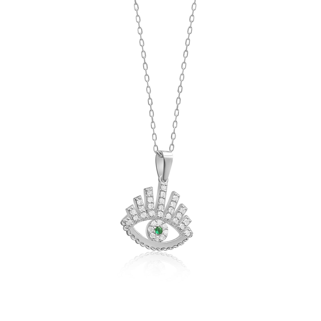 14K Gold Emerald Evil Eye Necklace – Nazar