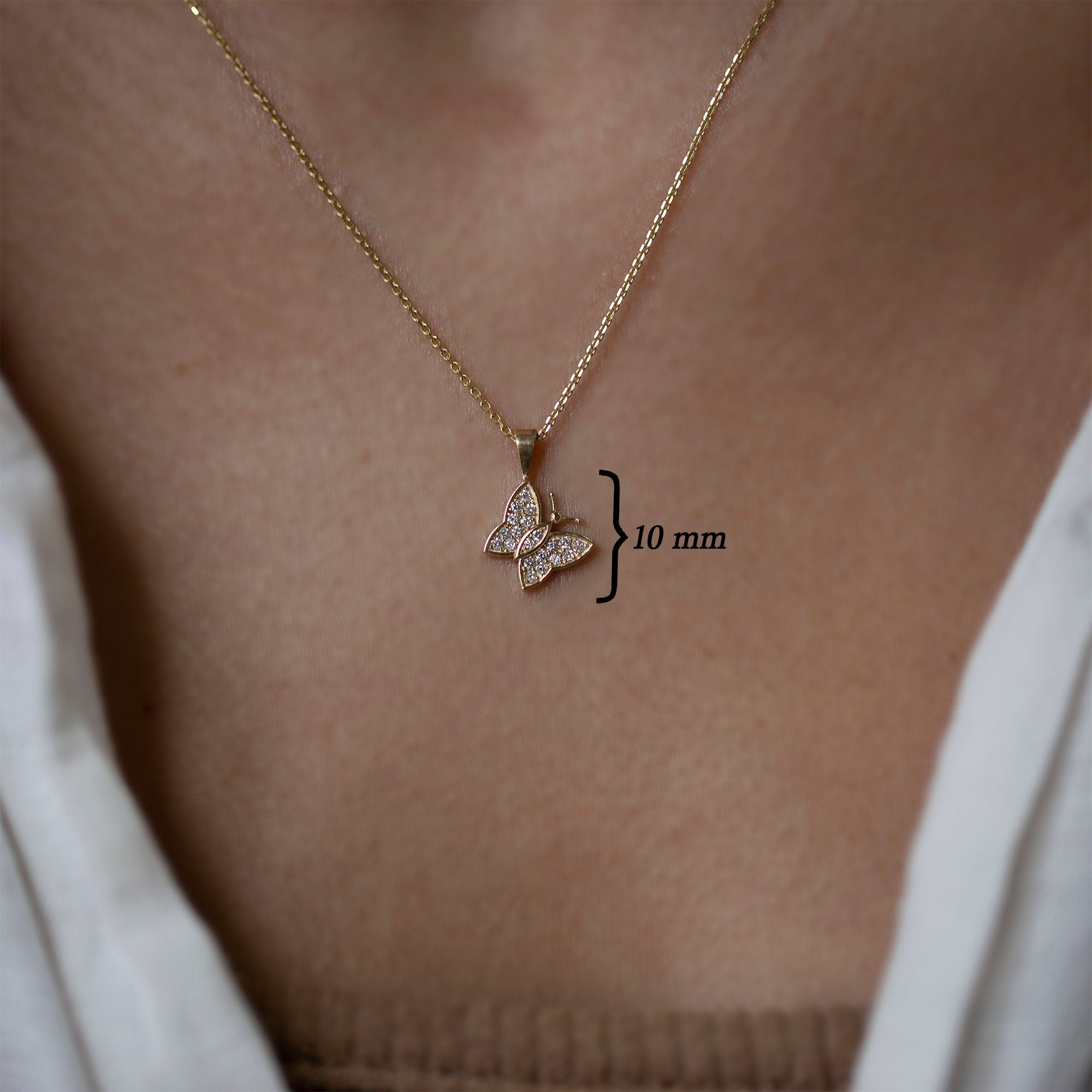 14K Gold Diamond Butterfly Necklace – Aeloria