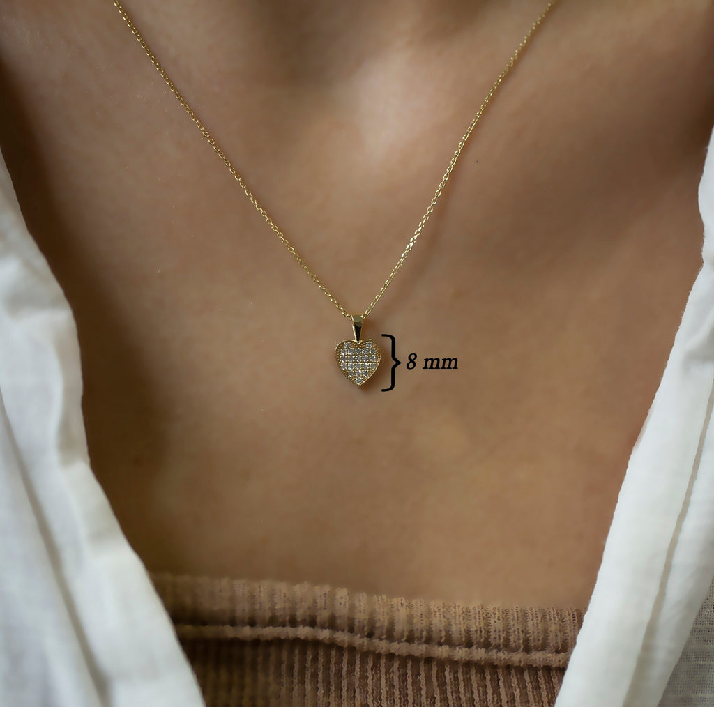 14K Solid Gold Diamond Heart Necklace – Everheart