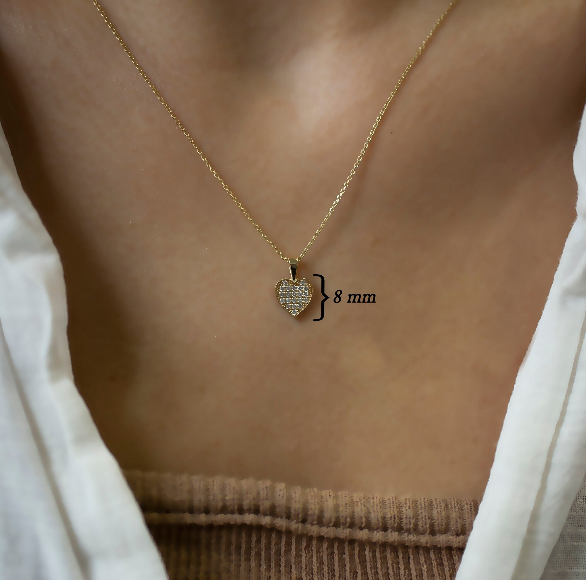 14K Solid Gold Diamond Heart Necklace – Everheart