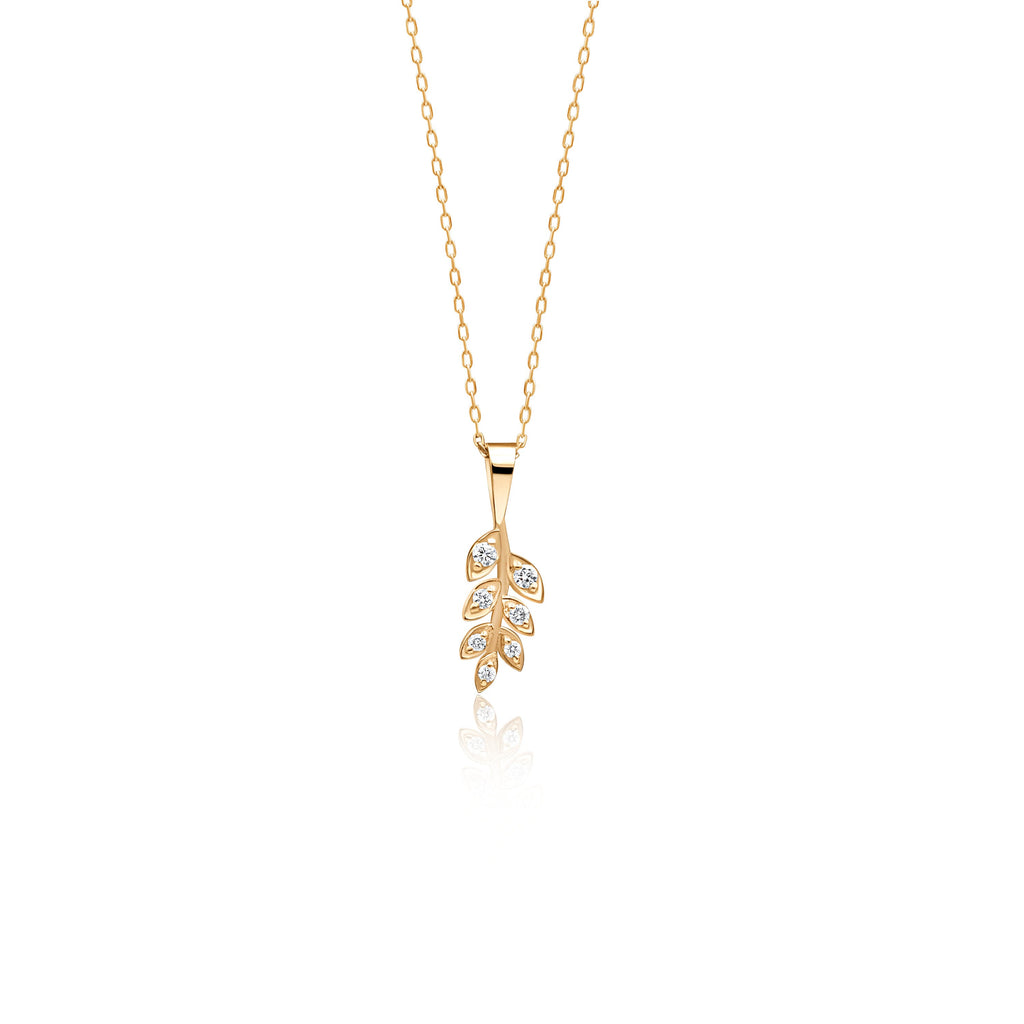 14K Gold Diamond Leaf Necklace – Sylva