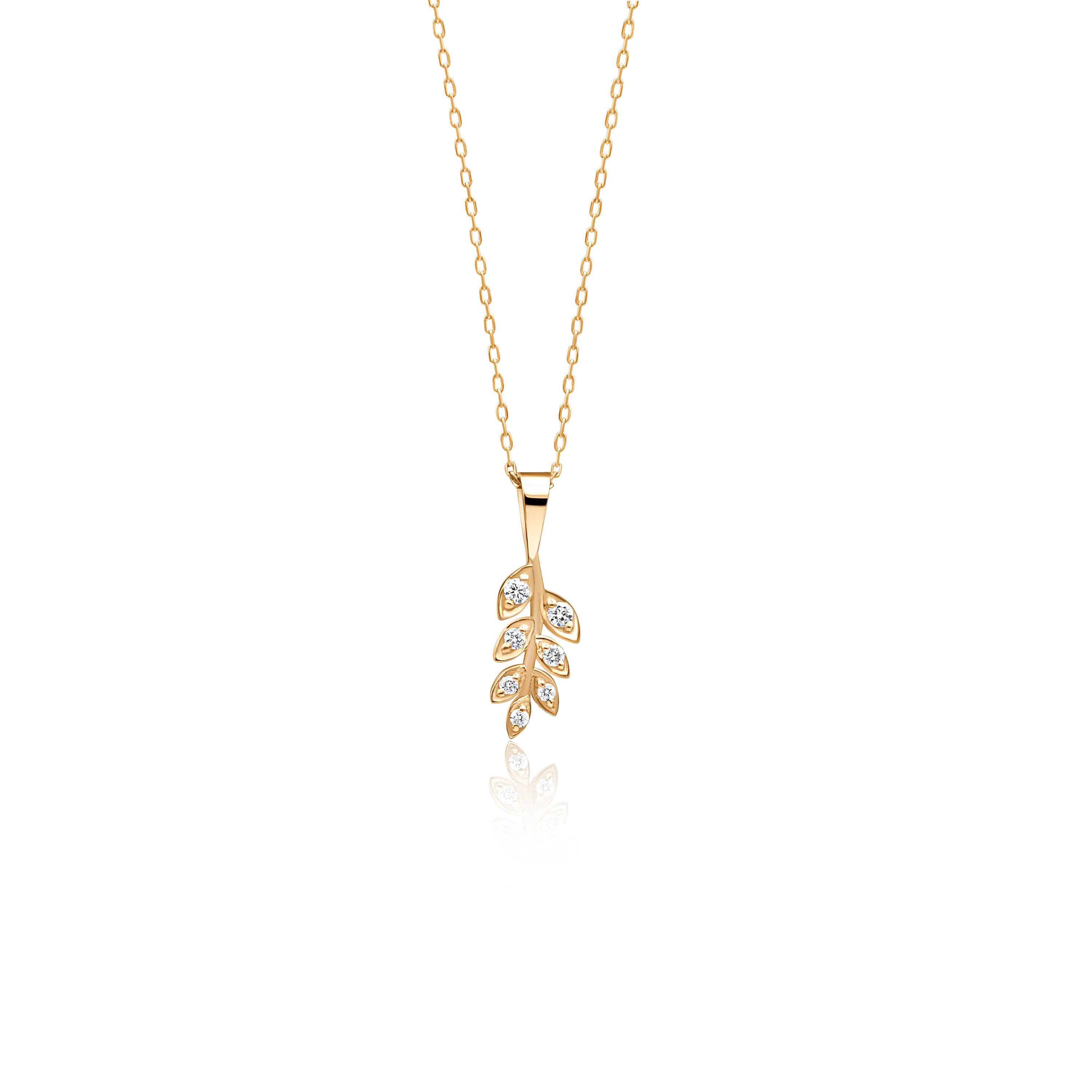 14K Gold Diamond Leaf Necklace – Sylva