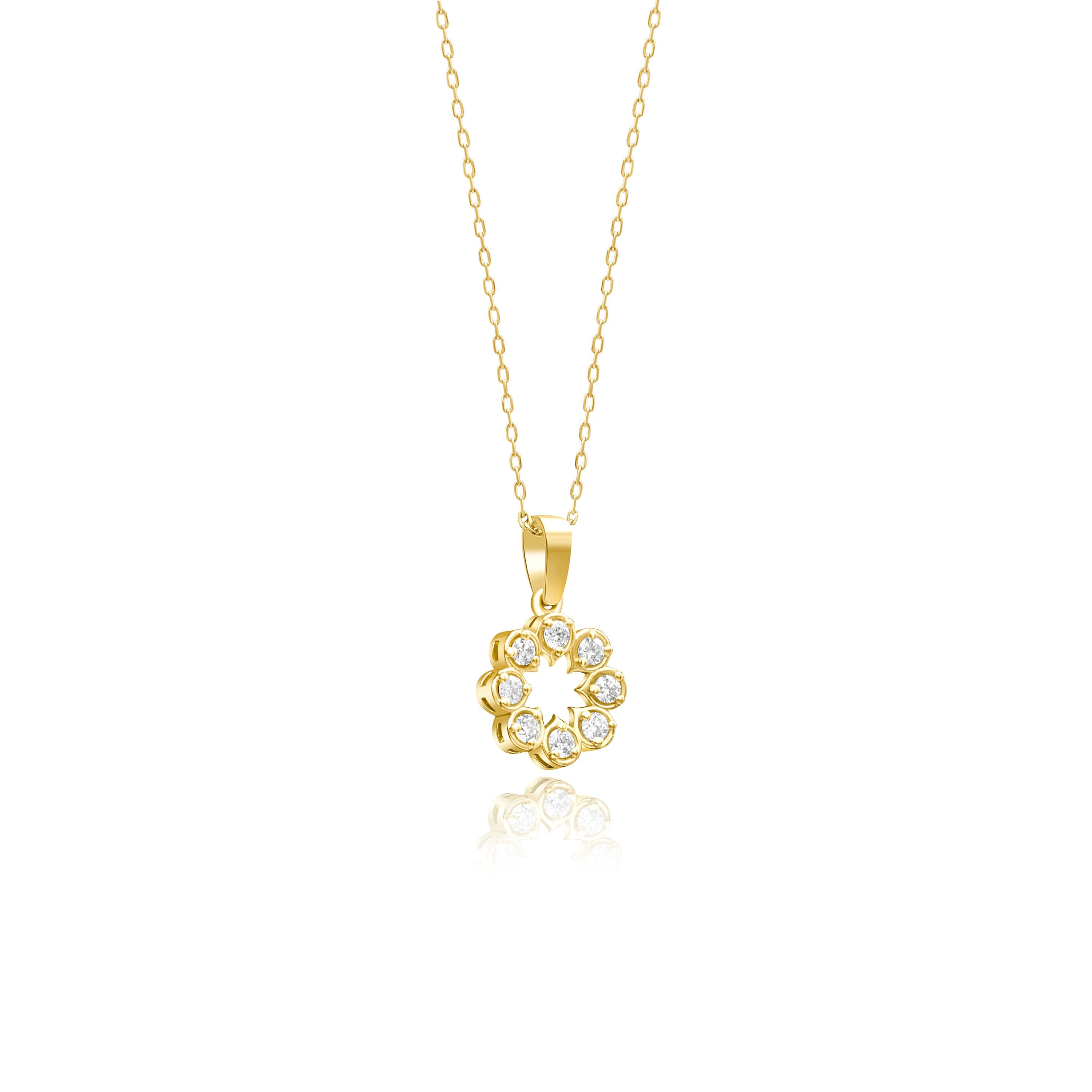 14K Gold Diamond Pavé Flower Necklace – Bellafleur