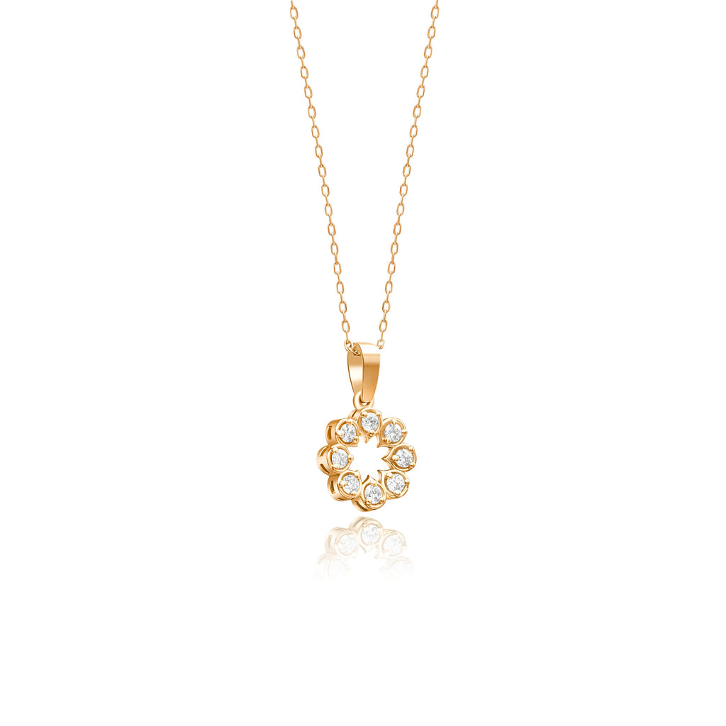 14K Gold Diamond Pavé Flower Necklace – Bellafleur