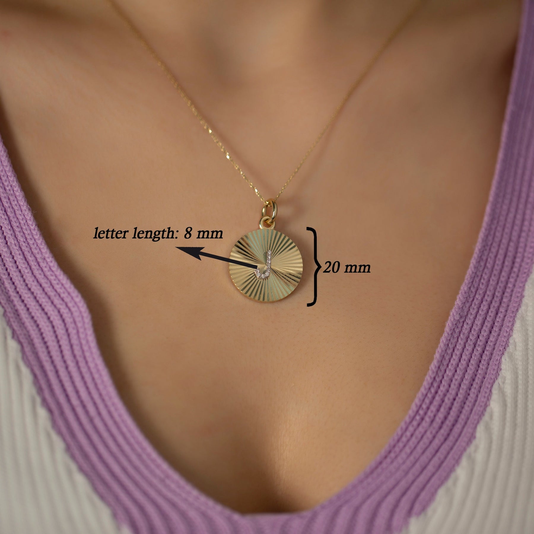 14K Gold Diamond Round Plate Initial Necklace – Carmiel