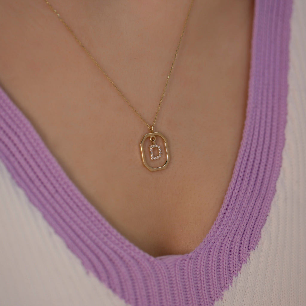 14K Gold Diamond Initial Necklace – Carmiel