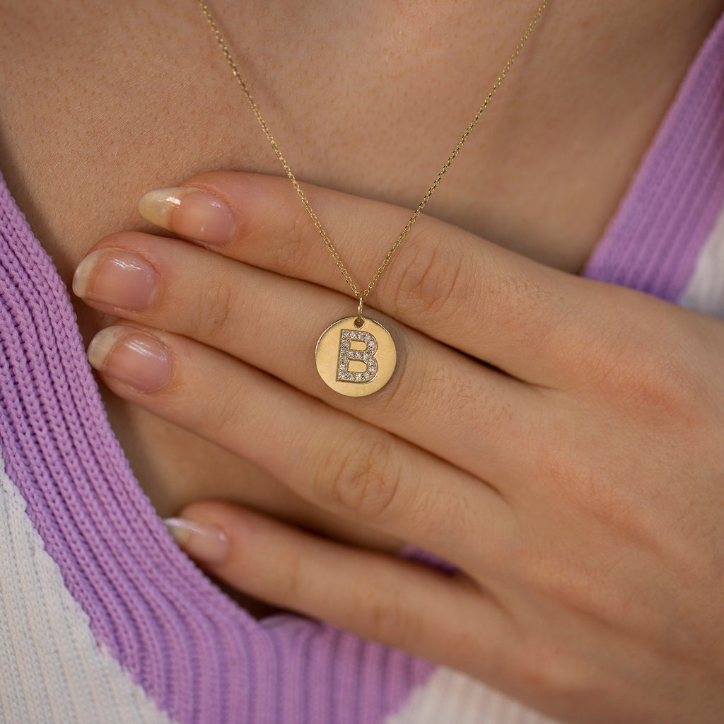 14K Gold Diamond Frame Initial Necklace – Novalis