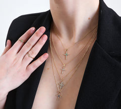 14K Gold Framed Diamond Cross Necklace – Auremis