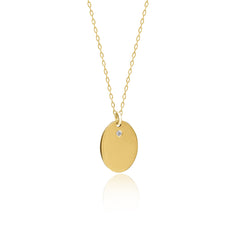 14 Ayar Altın Pırlanta Oval Baş Harfli Kolye – Amblem 