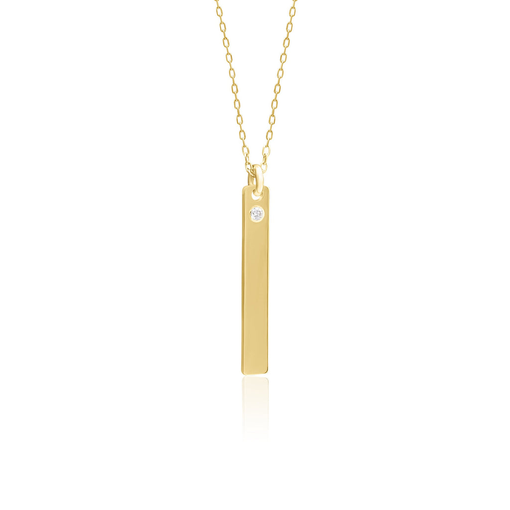 14K Gold Diamond Slim Initial Necklace – Emblem