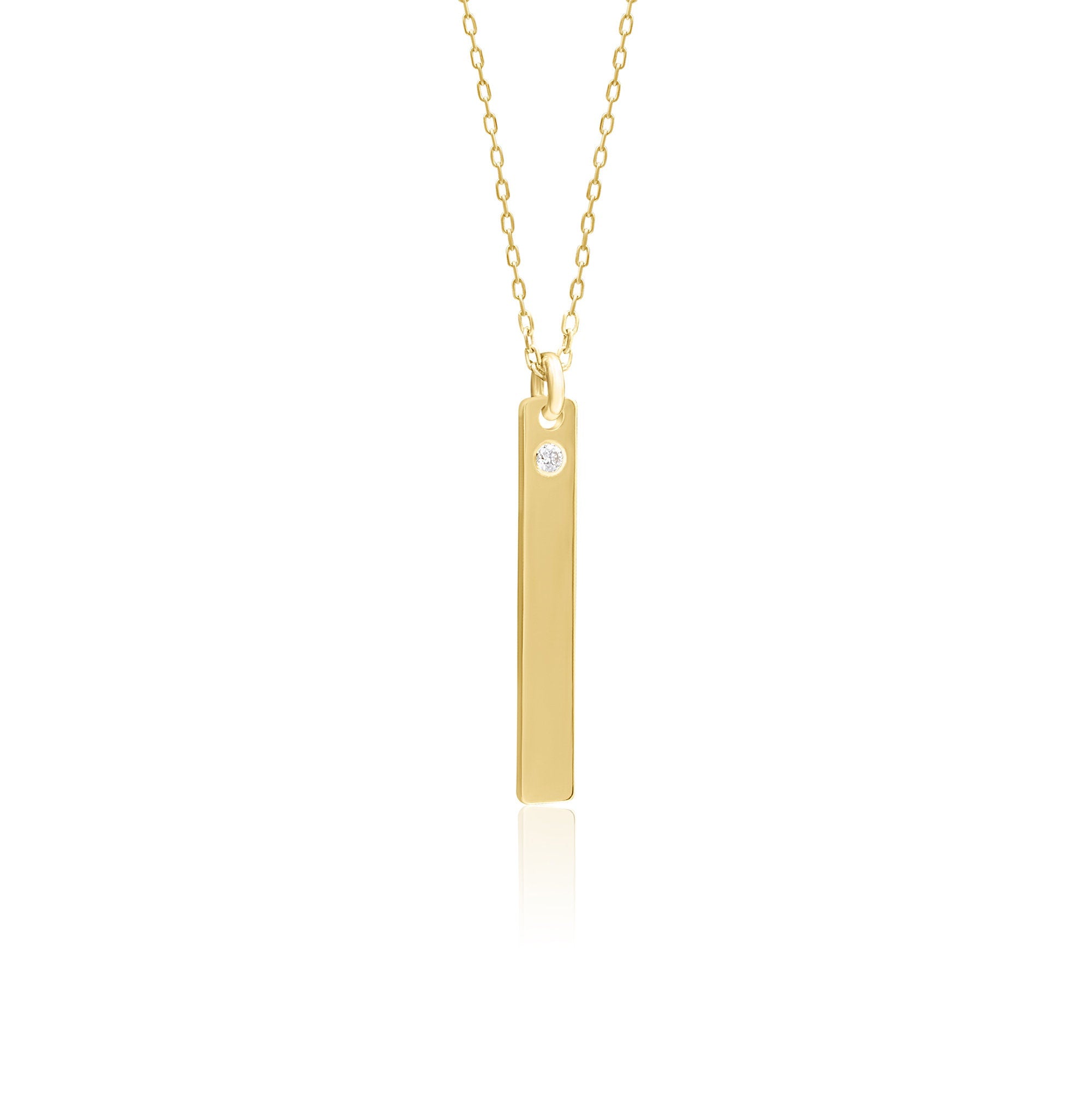 14K Gold Diamond Slim Initial Necklace – Emblem