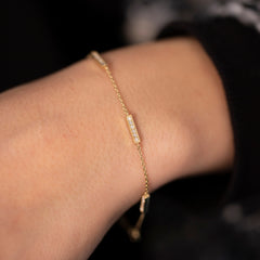 14K Gold Diamond Bar Bracelets for Woman/ Gold Diamond Bar Bracelet Gifts for Her/ 14K Gold Woman Bracelet/ The Mom/ Mothers Day Gift