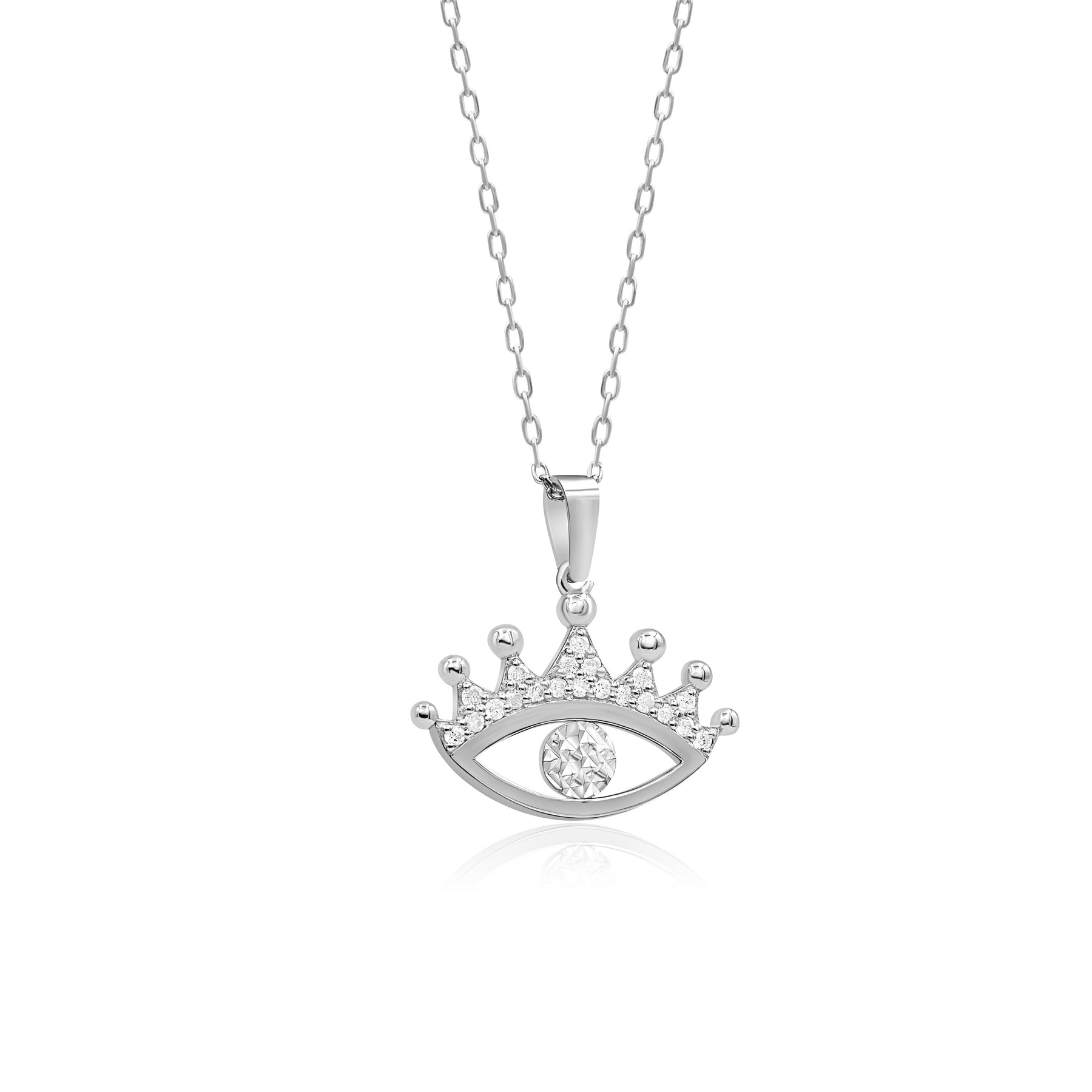 14K Gold Diamond Crown Eyelash Eye Necklace – Nazar