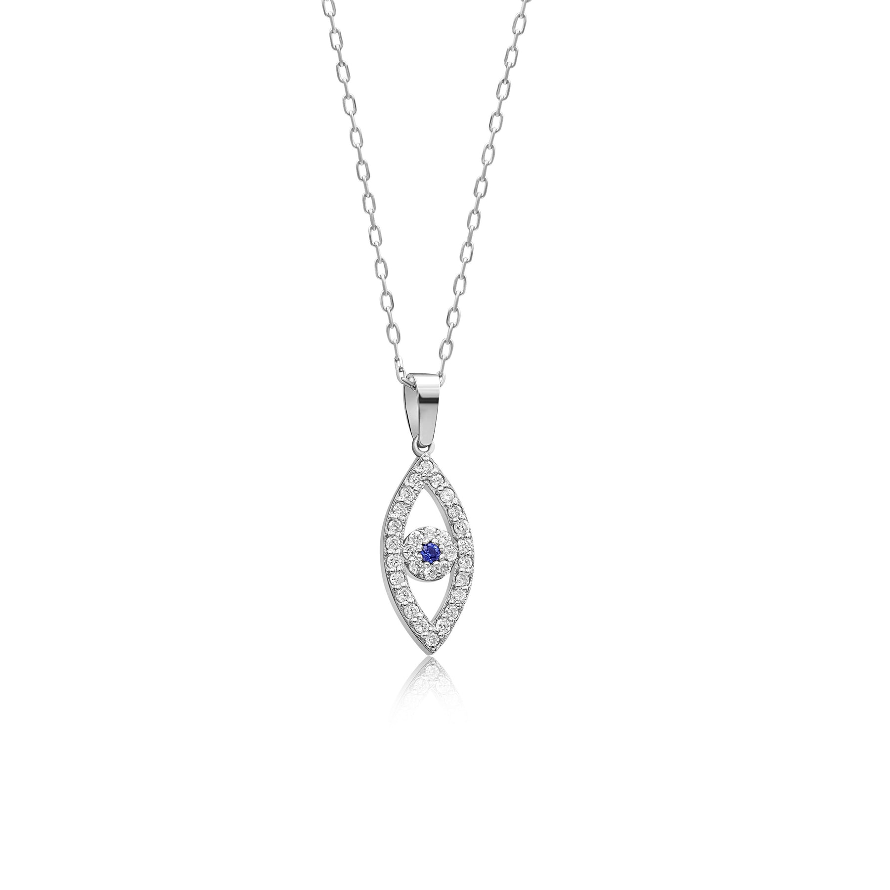 14K Gold Sapphire Vertical Evil Eye Necklace – Nazar