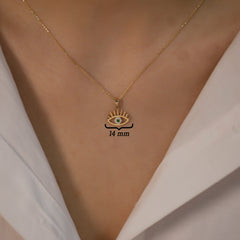 14K Gold Diamond Emerald Eye Necklace – Nazar