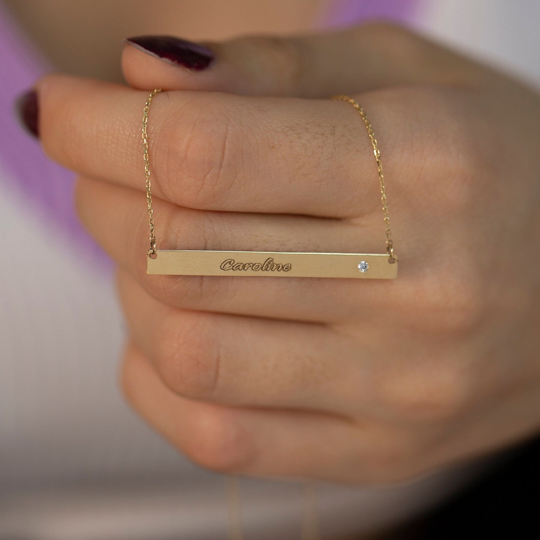 14K Gold Diamond Wide Initial Necklace – Emblem