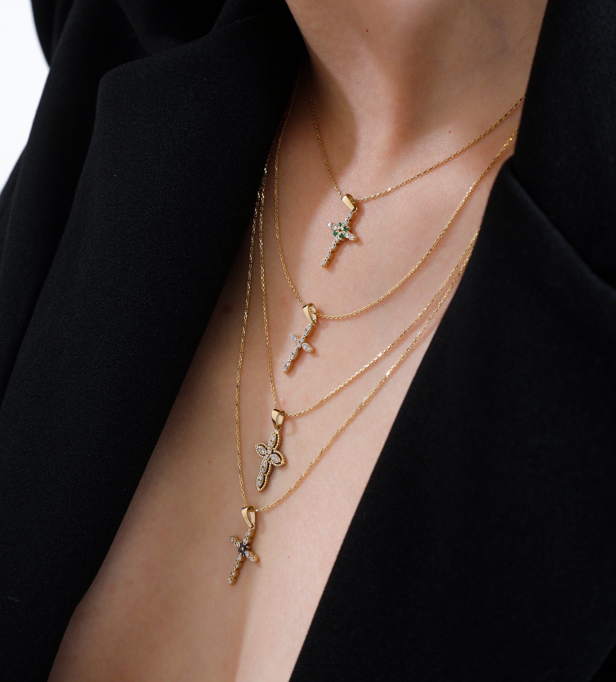 14K Gold Diamond Cross Necklace – Virellan