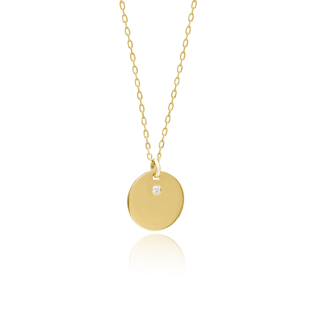 14K Gold Diamond Round Initial Necklace – Emblem