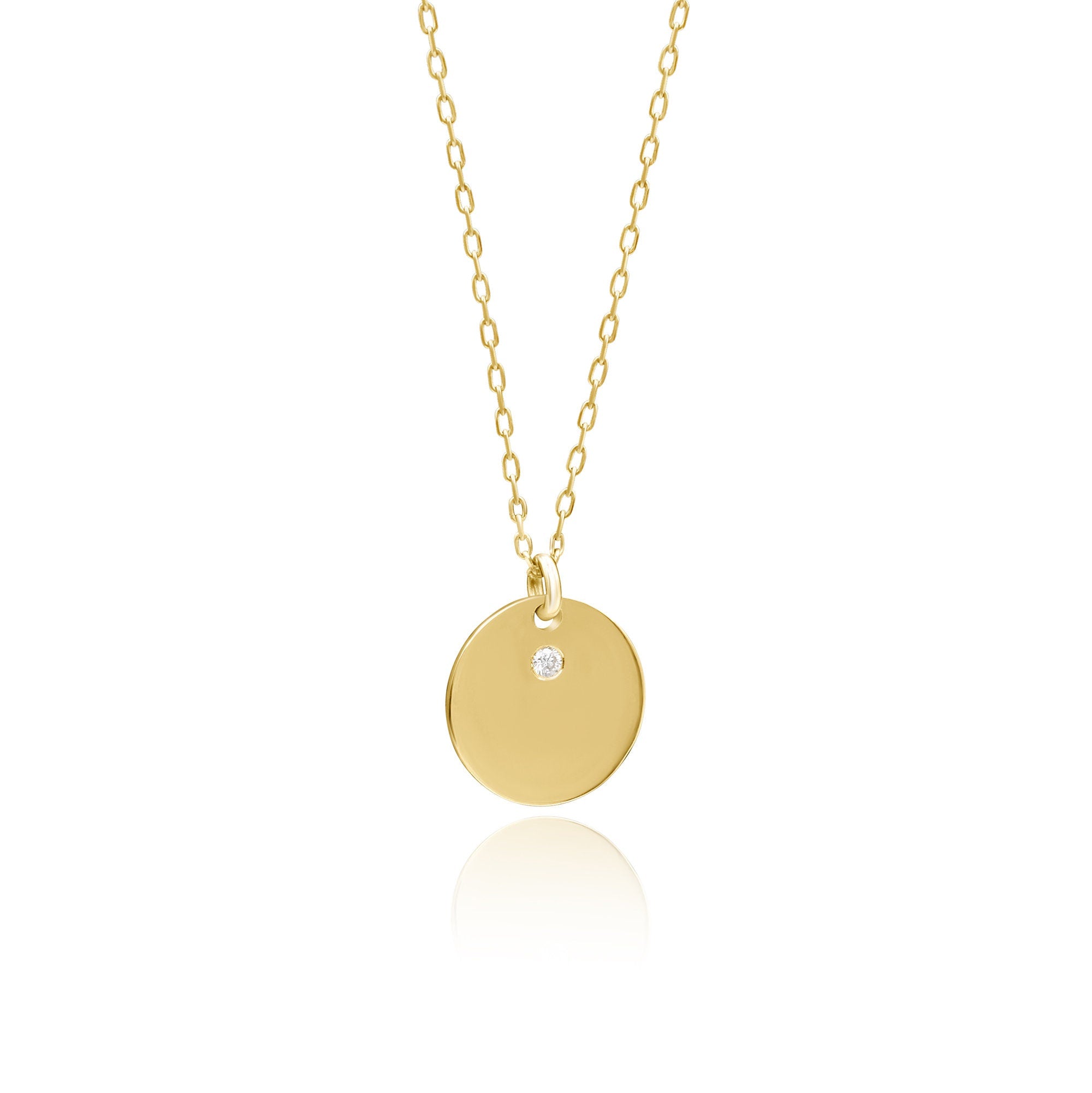 14K Gold Diamond Round Initial Necklace – Emblem