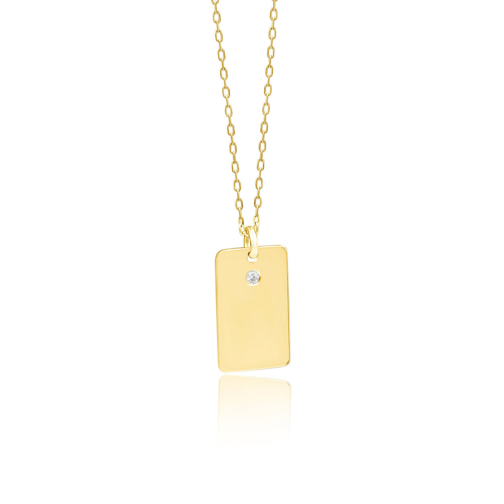 14K Gold Diamond Rectangle Initial Necklace – Emblem