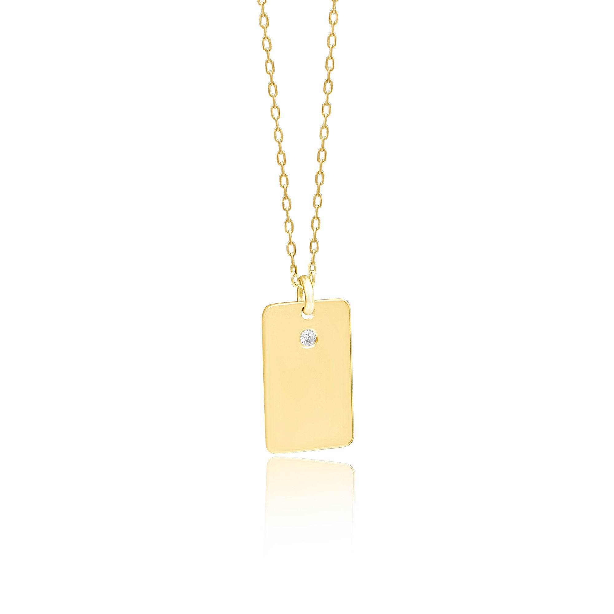 14K Gold Diamond Rectangle Initial Necklace – Emblem