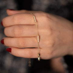 14K Gold Diamond Bar Bracelets for Woman/ Gold Diamond Bar Bracelet Gifts for Her/ 14K Gold Woman Bracelet/ The Mom/ Mothers Day Gift