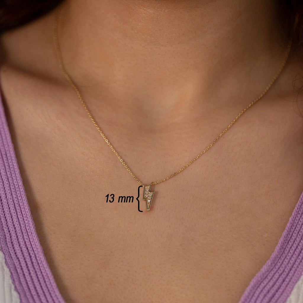 14K Gold Diamond Lightning Bolt Necklace – Voltisse