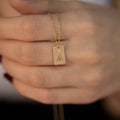 14K Gold Diamond Rectangle Initial Necklace – Emblem