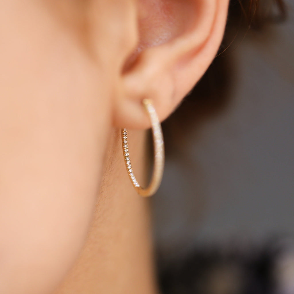 14K Gold Diamond Hoop Earrings – Circula