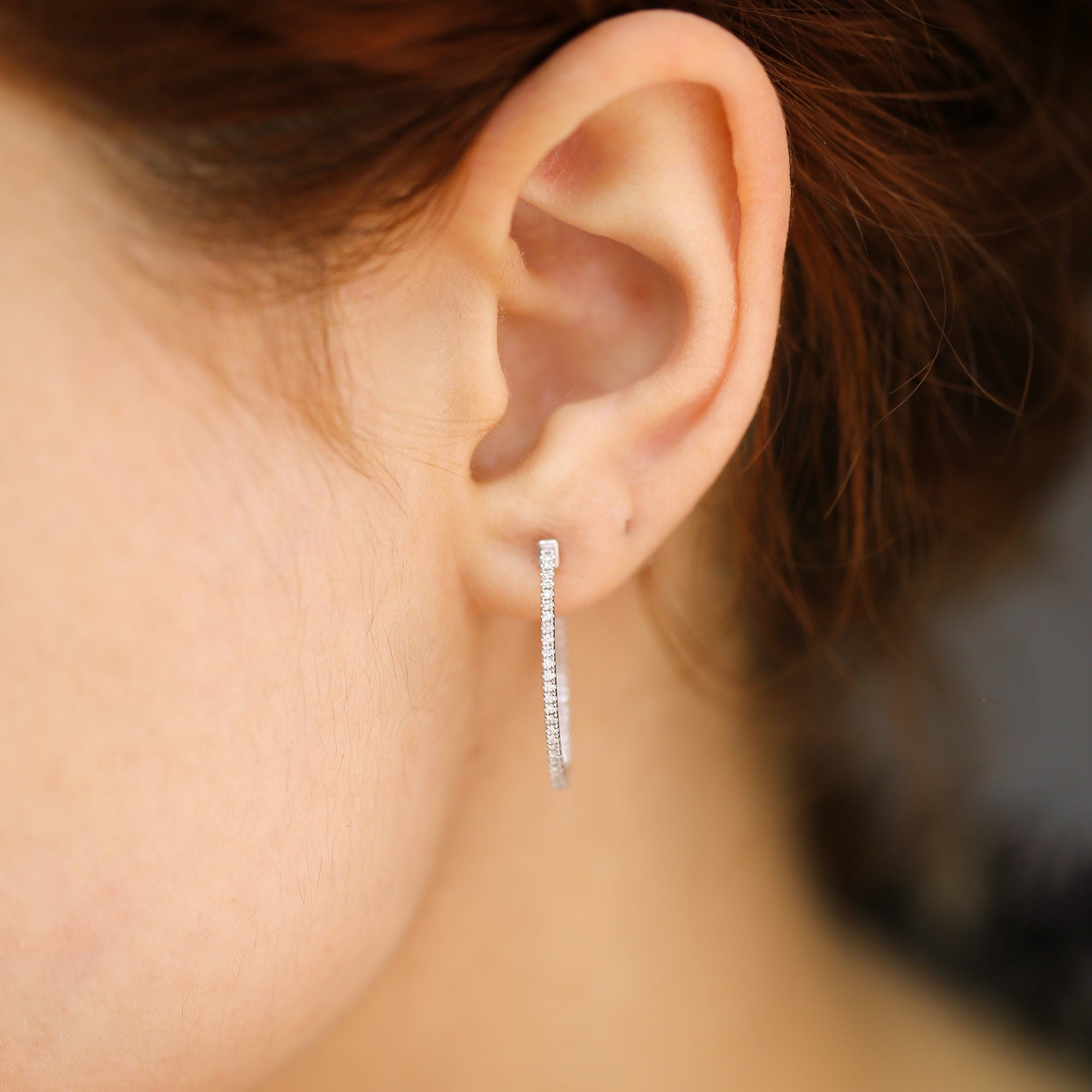 14K Gold Diamond Hoop Earrings – Circula