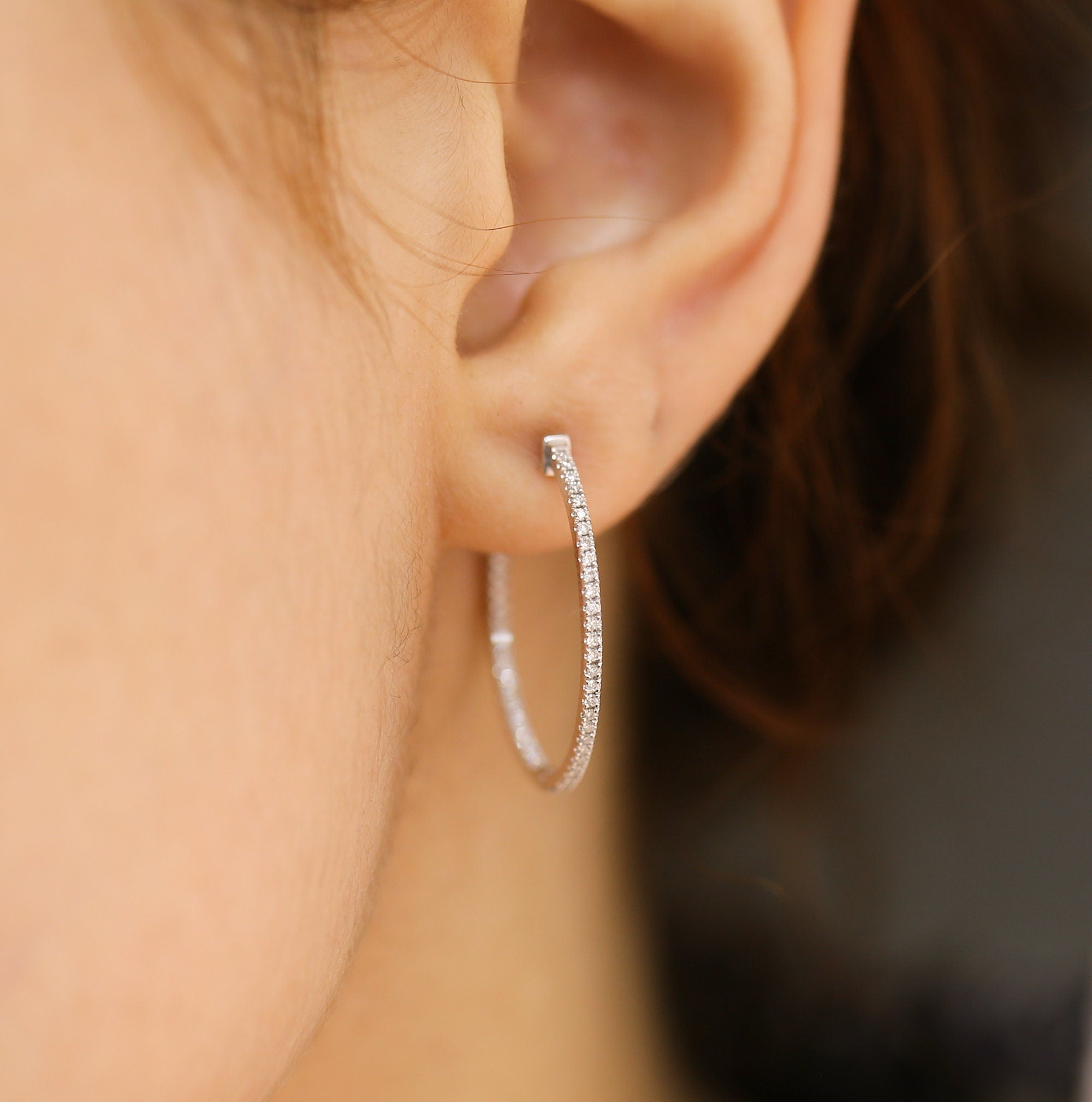 14K Gold Diamond Hoop Earrings – Circula