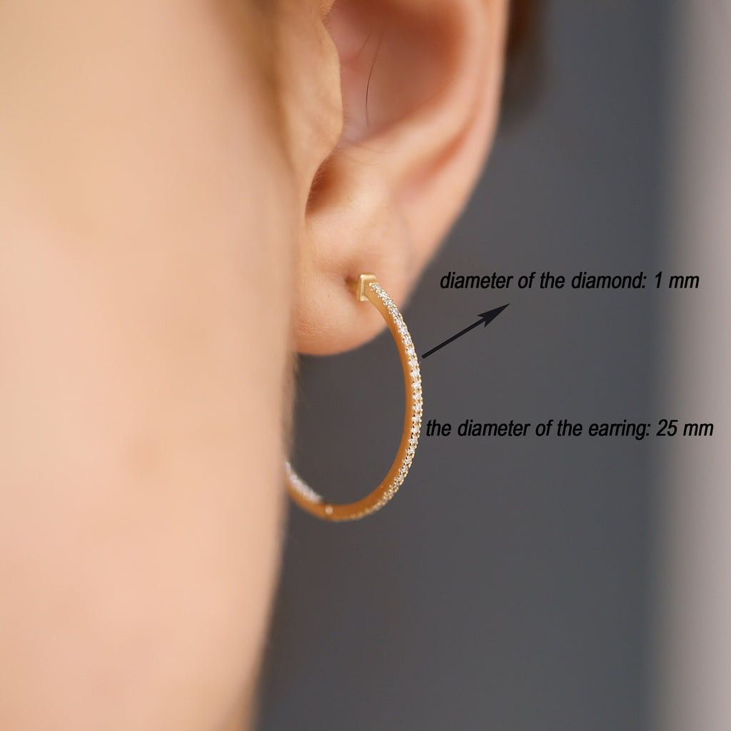 14K Gold Diamond Hoop Earrings – Circula