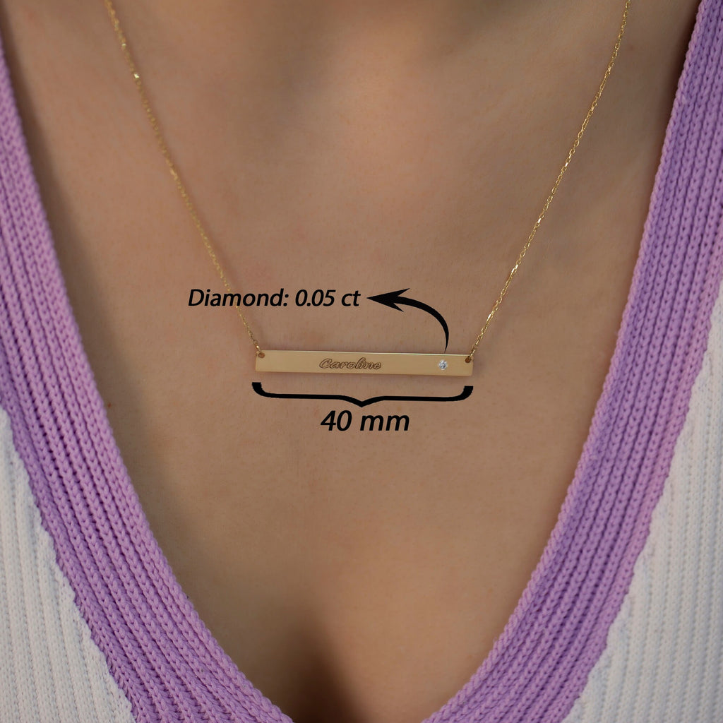 14K Gold Diamond Wide Initial Necklace – Emblem