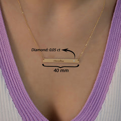 14 Ayar Altın Pırlanta Geniş Baş Harfli Kolye – Amblem 