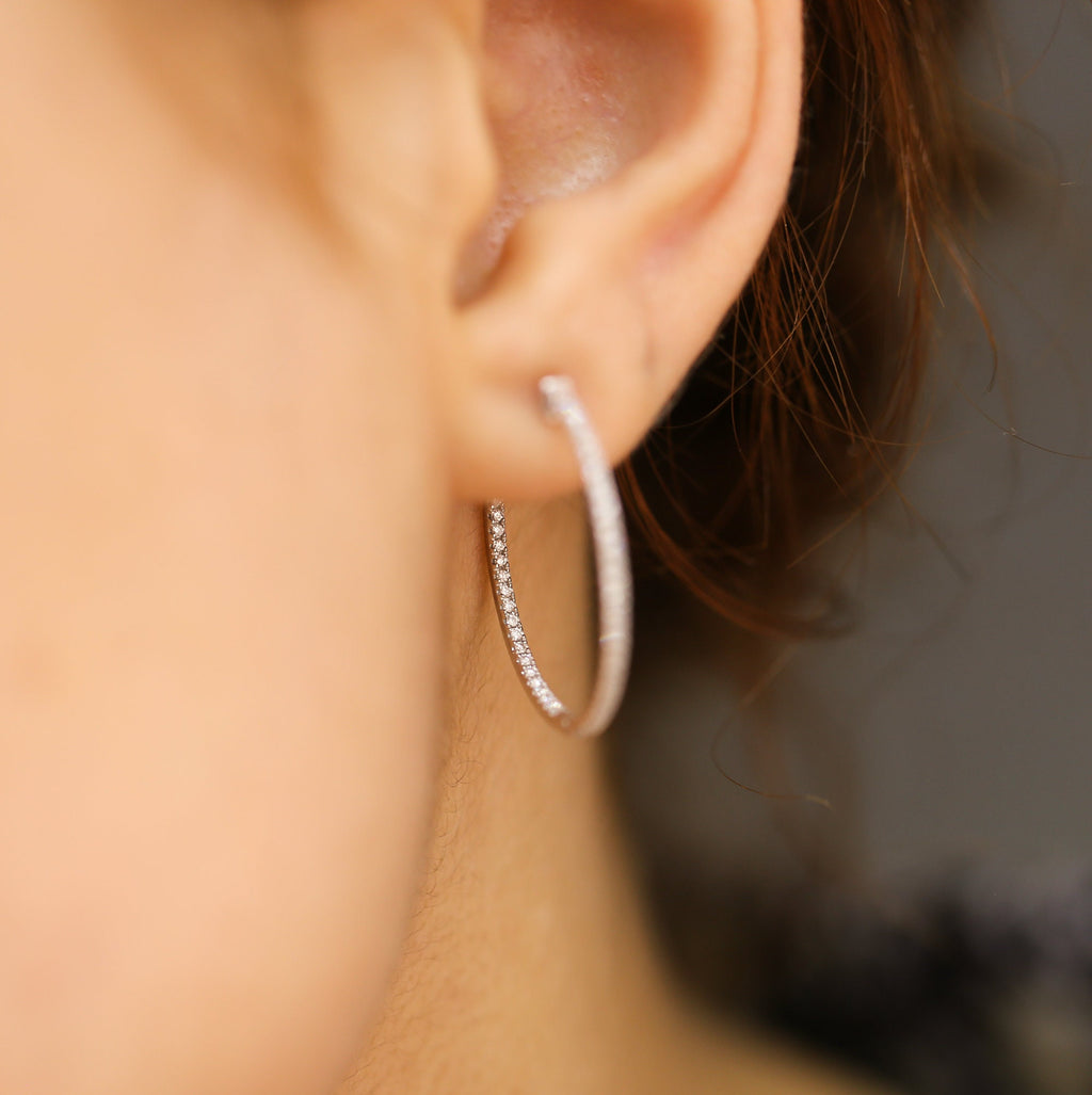14K Gold Diamond Hoop Earrings – Circula