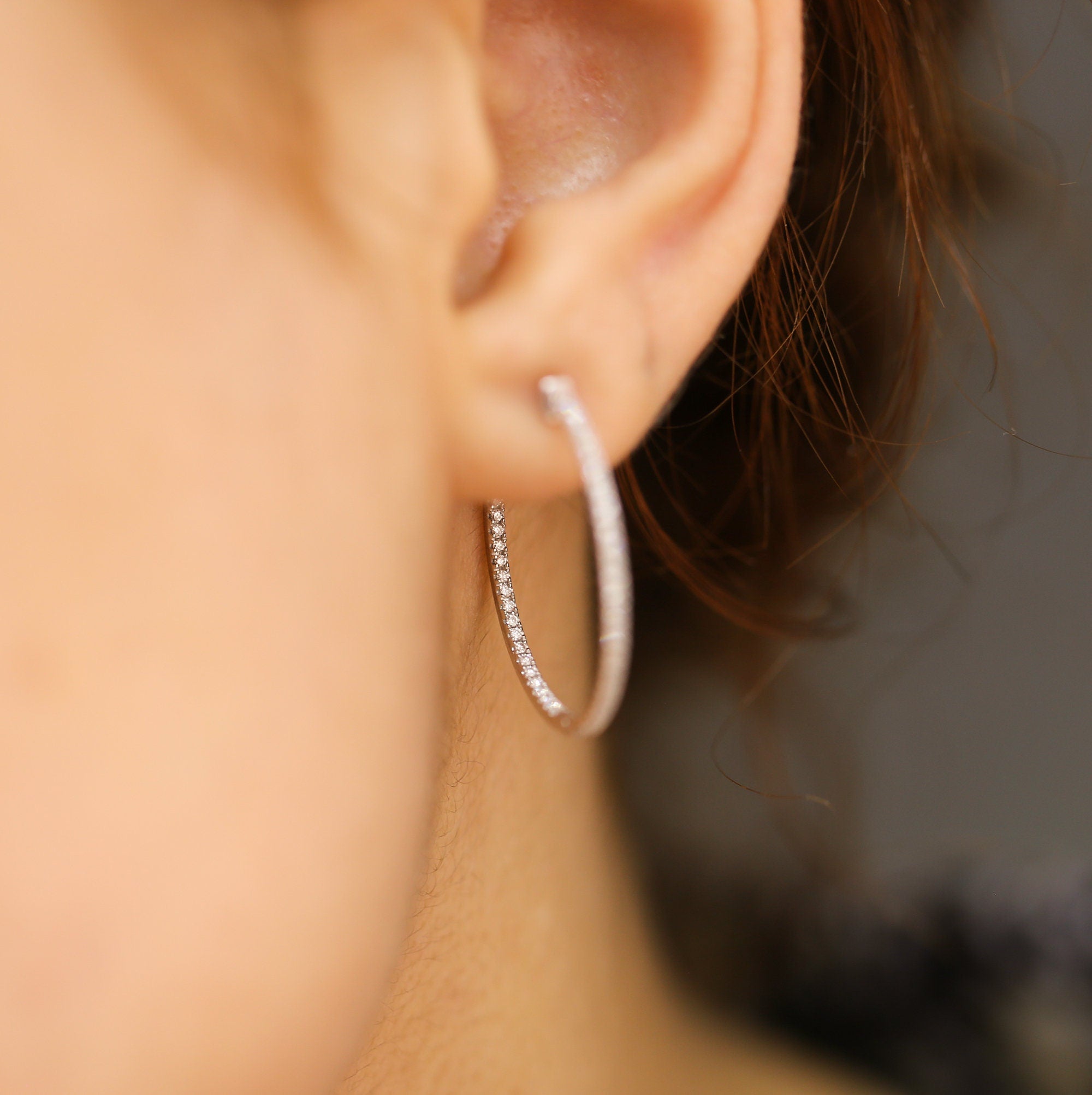 14K Gold Diamond Hoop Earrings – Circula