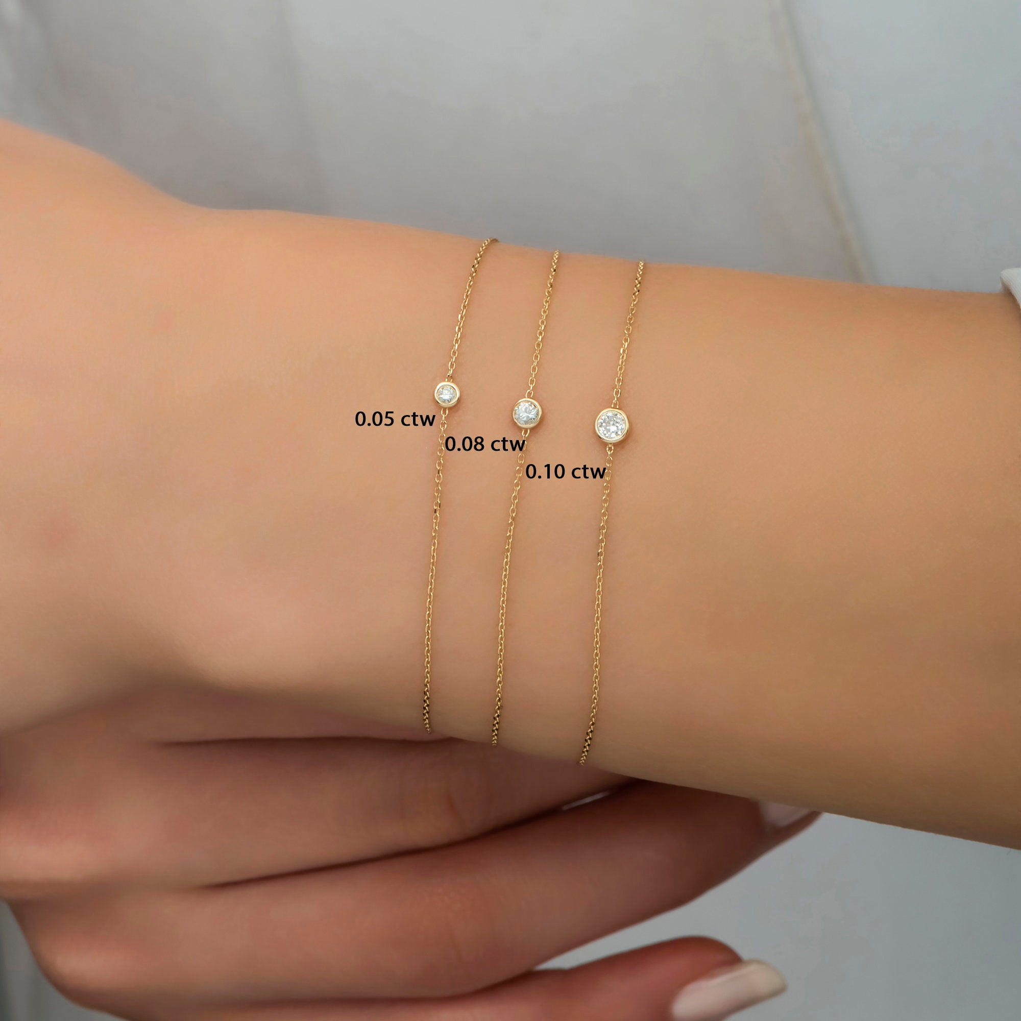 14K Gold Bezel-Set Diamond Bracelet – Serelis