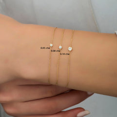 14K Gold Bezel Setting Diamond Bracelet for Women/ Gold Diamond Woman Bracelets/ 14K Solitaire Diamond Bracelets/ The Mom/ Gift for Her