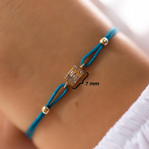 14K Gold Diamond Baguette Bracelet on Color Cord – Corde