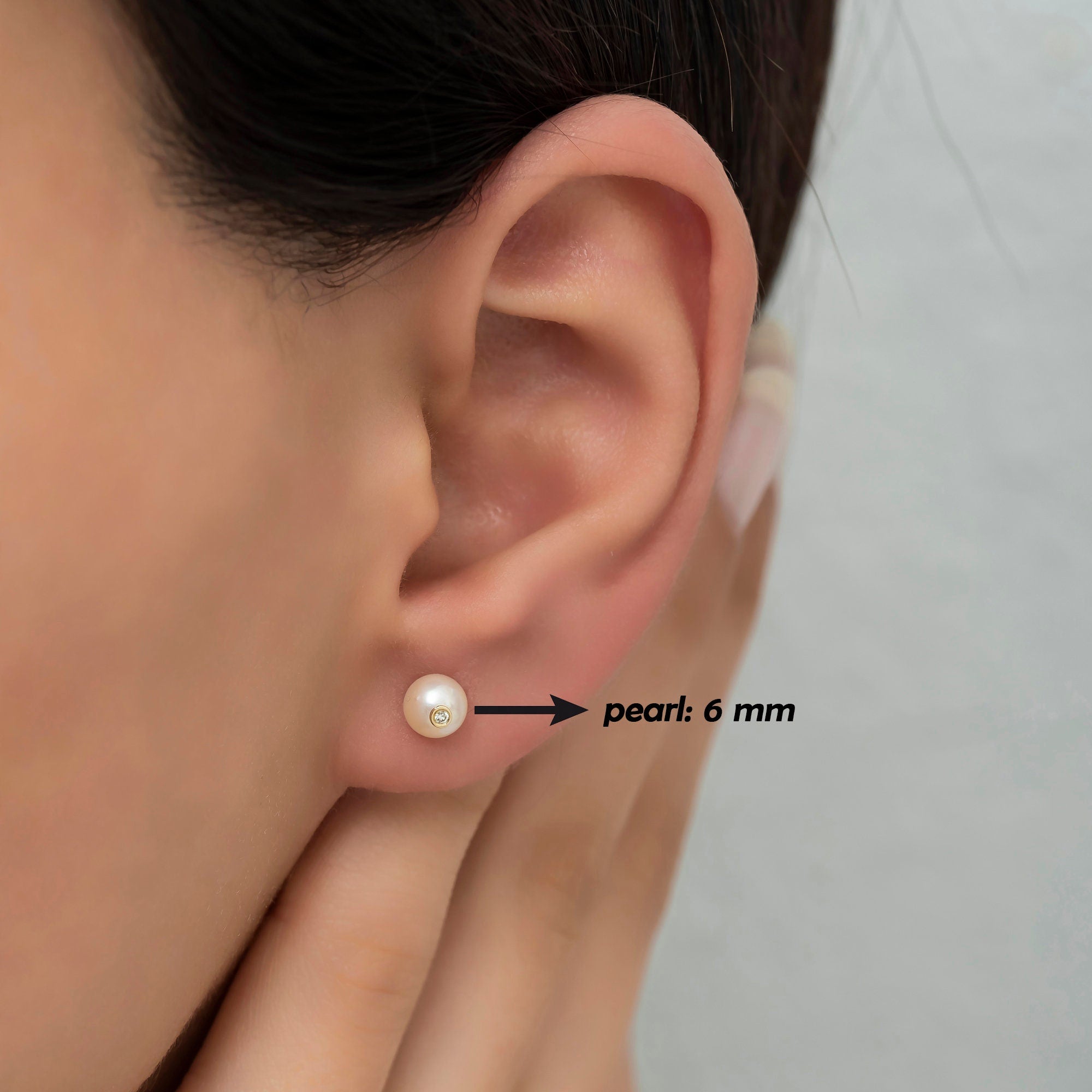 14K Gold Diamond Pearl Stud Earrings — Eclat